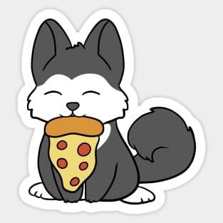 Husky eating a pizza Sticker